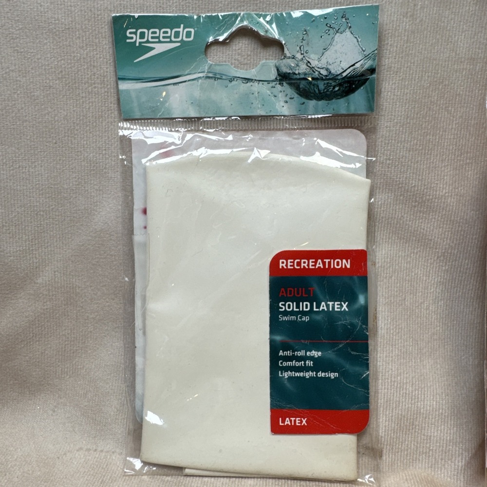Speedo White Solid Latex Cap Adult Swim Cap NIP